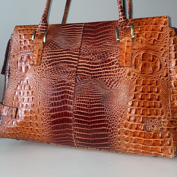 CHARLIE LAPSON Croc Embossed Brief Business Bag - Picture 3 of 10